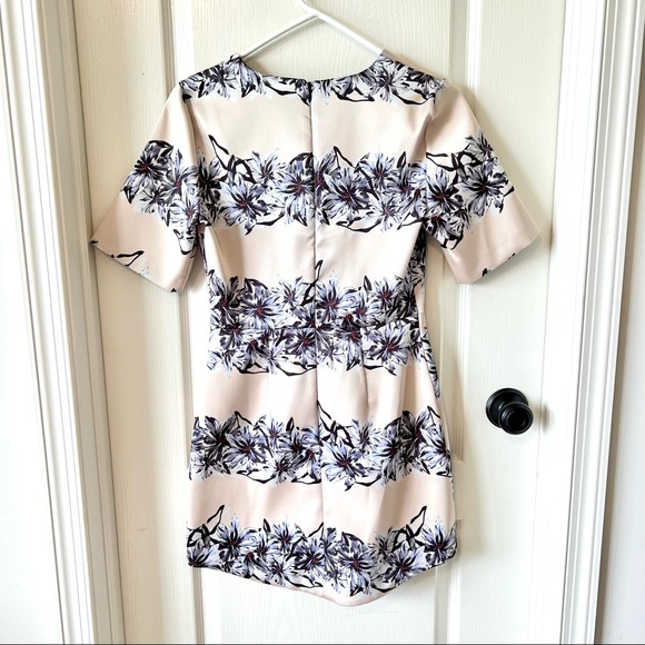 TOPSHOP Structured Champagne Floral Satiny A-Line Mini Dress—SZ. 4 - Picture 8 of 13